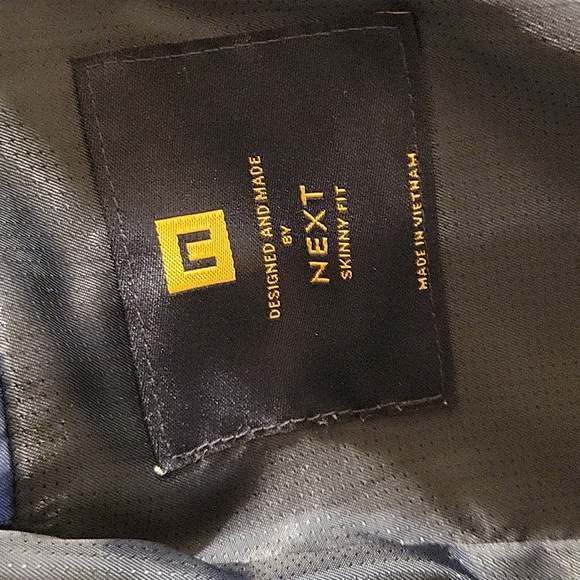 7Y Next Navy Blue Skinny Fit Check Blazer - Picture 7 of 11